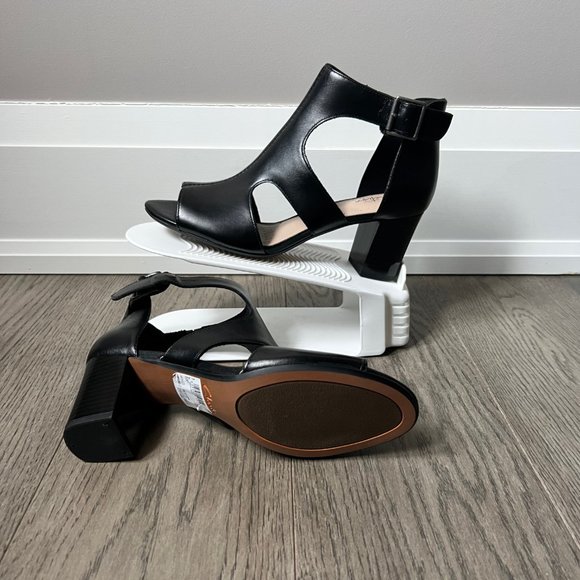 Clarks Deva Heidi Black Leather Heeled Sandals. Size 8. NWT - Picture 3 of 5